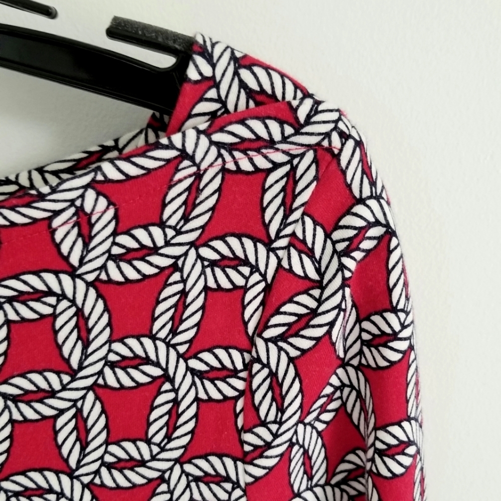 Talbots Top Red Nautical Rope Pattern Top - Picture 3 of 3
